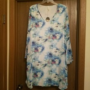 PinkBlush blue green floral maternity dress